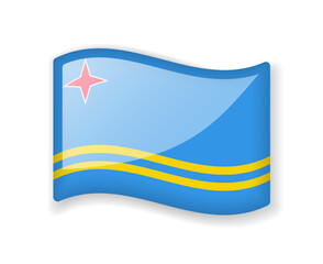 Aruba flag - Wavy flag bright glossy icon.