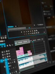 Fototapeta na wymiar video editting timeline close up.new video edit concept