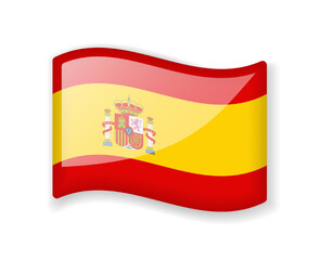 Obraz premium Spain flag - Wavy flag bright glossy icon.