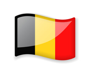 Belgium flag - Wavy flag bright glossy icon.