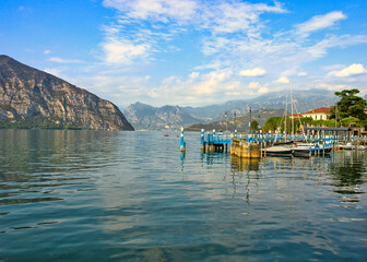 The beautiful lake Iseo in the Alps in Italy 
