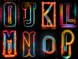 Neon alphabet letters. futuris alphabet, collection, part 2