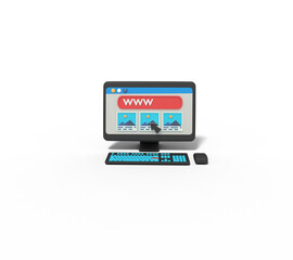 3d Illustration of search engine website in computer