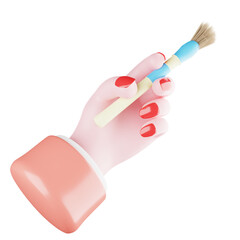 3d make up brush with hand icon element