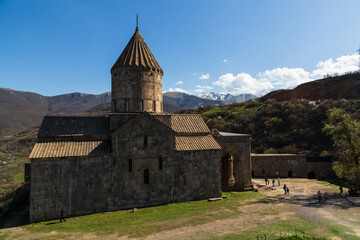 Fototapeta na wymiar Tatev monastery in Armenia. 9th-century Armenian Apostolic monastery located near the Tatev village in Armenia. St Paul and Peter church 