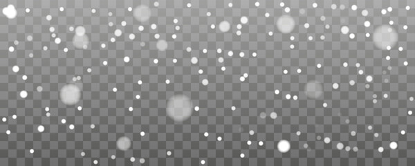 Falling realistic snow. Christmas, transparent snowfall isolated on transparent background. Stock vector illustration.