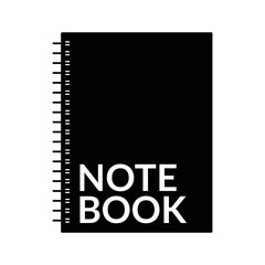 Notebook Silhouette. Black and White Icon Design Elements on Isolated White Background
