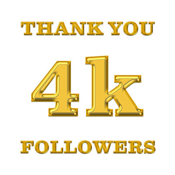Thank you 4K followers transparent background PNG image, with gold numbers. followers celebration banner. Social media 