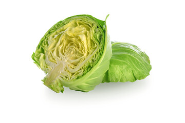 Fototapeta premium Two slices of a fresh organic cabbage isolated on a transparent background.