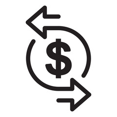 Currency conversion line icon. Dollar conversion outline vector illustration