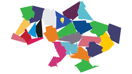 Political abstract map of Ukraine. Ukraine regions silhouette in a cubism style. Ukrainian regions map art.