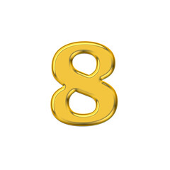 Gold 3d number 8, PNG transparent background, birthday celebrations, social media.