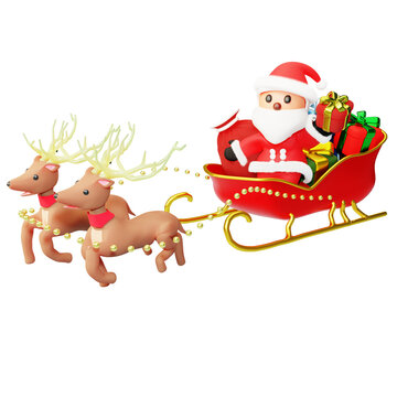 3D Object Rendered Christmas Santa Carriage