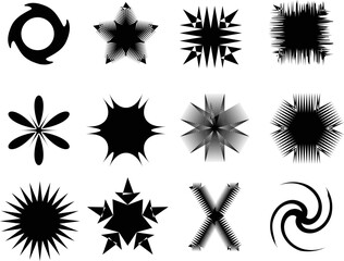Set of modern futuristic black shape. Abstract geometric shapes in brutalism style. Fragile vector objects Vector illustration © rumicreative