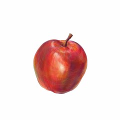 Illustration of an apple. Drawing of an apple with colored pencils