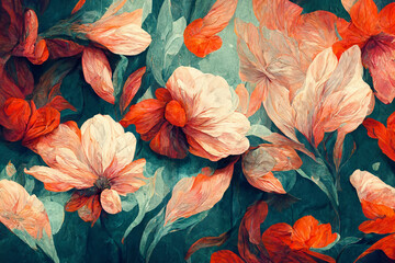 Color Pencil Floral Abstract Background Vintage