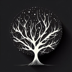 Fototapeta na wymiar Black tree in abstract style Tree icon