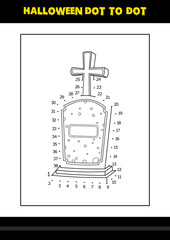 Halloween dot to dot coloring page for kids. Line art coloring page design for kids.
