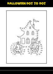 Halloween dot to dot coloring page for kids. Line art coloring page design for kids.