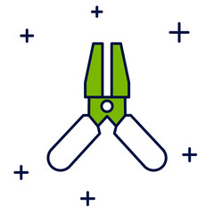 Filled outline Car battery jumper power cable icon isolated on white background. Vector