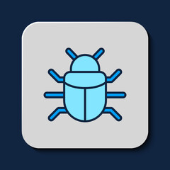 Filled outline System bug concept icon isolated on blue background. Code bug concept. Bug in the system. Bug searching. Vector