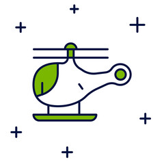 Filled outline Helicopter aircraft vehicle icon isolated on white background. Vector