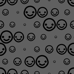 Vector. Geometric seamless pattern. Solid contour circles and dots connected to each other. Perforated background. Simple monochrome contrast pattern. Abstract pattern with simple geometric shapes.