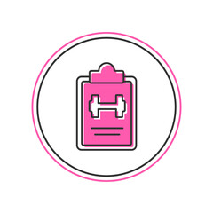 Filled outline Sport training program or fitness plan icon isolated on white background. Vector