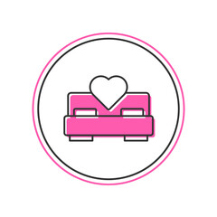 Filled outline Bedroom icon isolated on white background. Wedding, love, marriage symbol. Bedroom creative icon from honeymoon collection. Vector