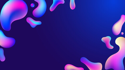 Liquid flow purple, blue 3D neon lava lamp vector geometric background for banner, card, UI design or wallpaper. Gradient mesh bubble in the shape of a wave drop. Fluid colorful abstract shapes.