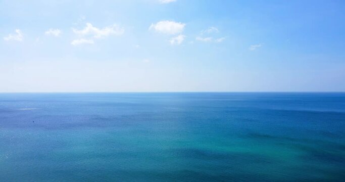 Blue ocean sea horizon as far as the eye can see One part sky, one part sea. Aerial view shot by drone camera 
