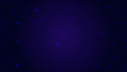 Blue geometric background. Triangle  polygonal texture, template for technology or business design. Futuristic dark backdrop for network. Abstract space and stars with geometry lines. Wallpaper