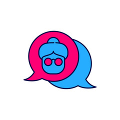 Filled outline Grandmother icon isolated on white background. Vector