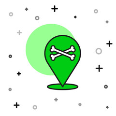 Filled outline Location pirate icon isolated on white background. Vector