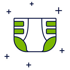 Filled outline Adult diaper icon isolated on white background. Vector