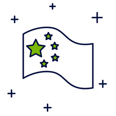 Filled outline China flag icon isolated on white background. Vector