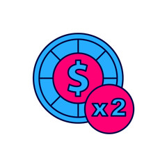 Filled outline Casino chips icon isolated on white background. Casino gambling. Vector