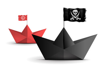 Pirate boat copyright intellectual property. creative pirating