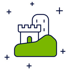 Filled outline Sand castle icon isolated on white background. Vector