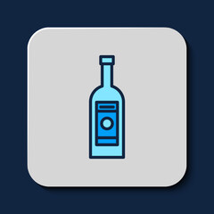 Filled outline Glass bottle of vodka icon isolated on blue background. Vector