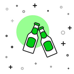 Filled outline Beer bottle icon isolated on white background. Vector