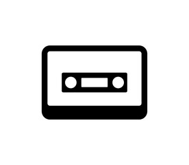 Cassette icon in vintage style. Retro music symbol vector.