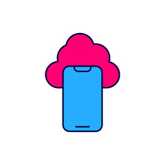 Filled outline Cloud technology data transfer and storage icon isolated on white background. Vector