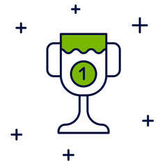 Filled outline Award cup icon isolated on white background. Winner trophy symbol. Championship or competition trophy. Sports achievement sign. Vector