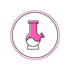 Filled outline Glass bong for smoking marijuana or cannabis icon isolated on white background. Vector