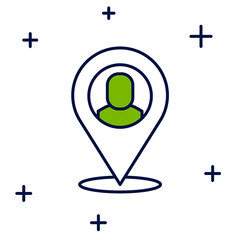 Filled outline Worker location icon isolated on white background. Vector