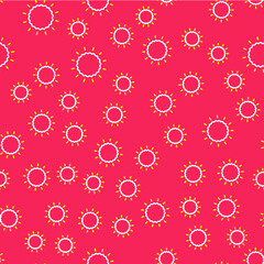 Line Sun icon isolated seamless pattern on red background. Vector