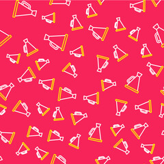 Line Megaphone icon isolated seamless pattern on red background. Speaker sign. Vector