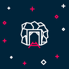 Line Mine entrance icon isolated on blue background. Colorful outline concept. Vector