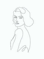 Beauty woman face cute girl feminine line art illustration vector art
